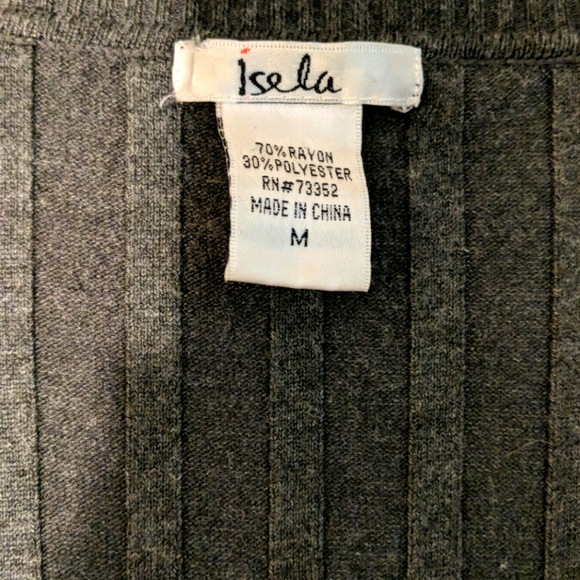 Isela ribbed and draped nice gray sweater. - Picture 2 of 4